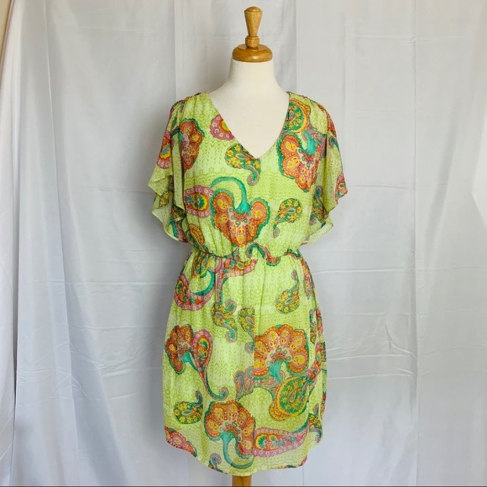 PINK OWL Flutter Sleeve A-Line Dress - Large